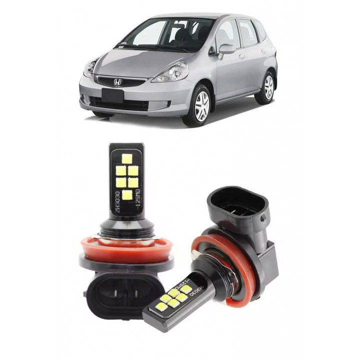Par Lampada LED Bulbs Farol Milha Honda Fit 2003 a 2013 6000k