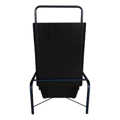 Kit Suporte Porta Cesta E 10 Cestinhas Compras Mercado Lojas Preta