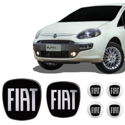 Kit Adesivos Fiat Black Diant Tras Calotas Punto 2007/2017