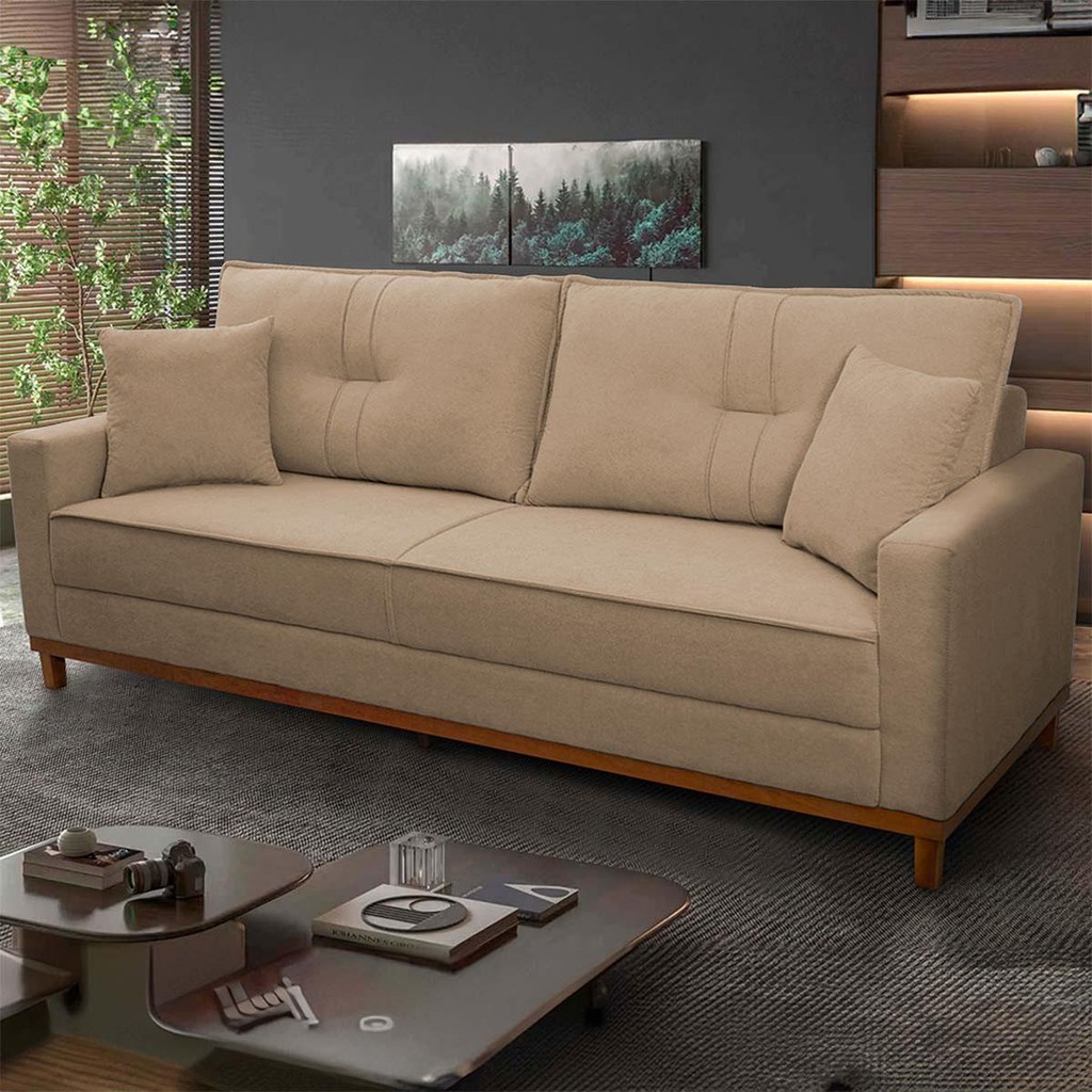 Sofá Living Malibu 2,30m Marrom Bouclê - King House em Oferta na Shopee