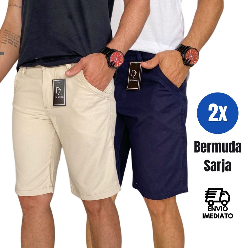 Kit 2 Bermudas Sarja Masculino