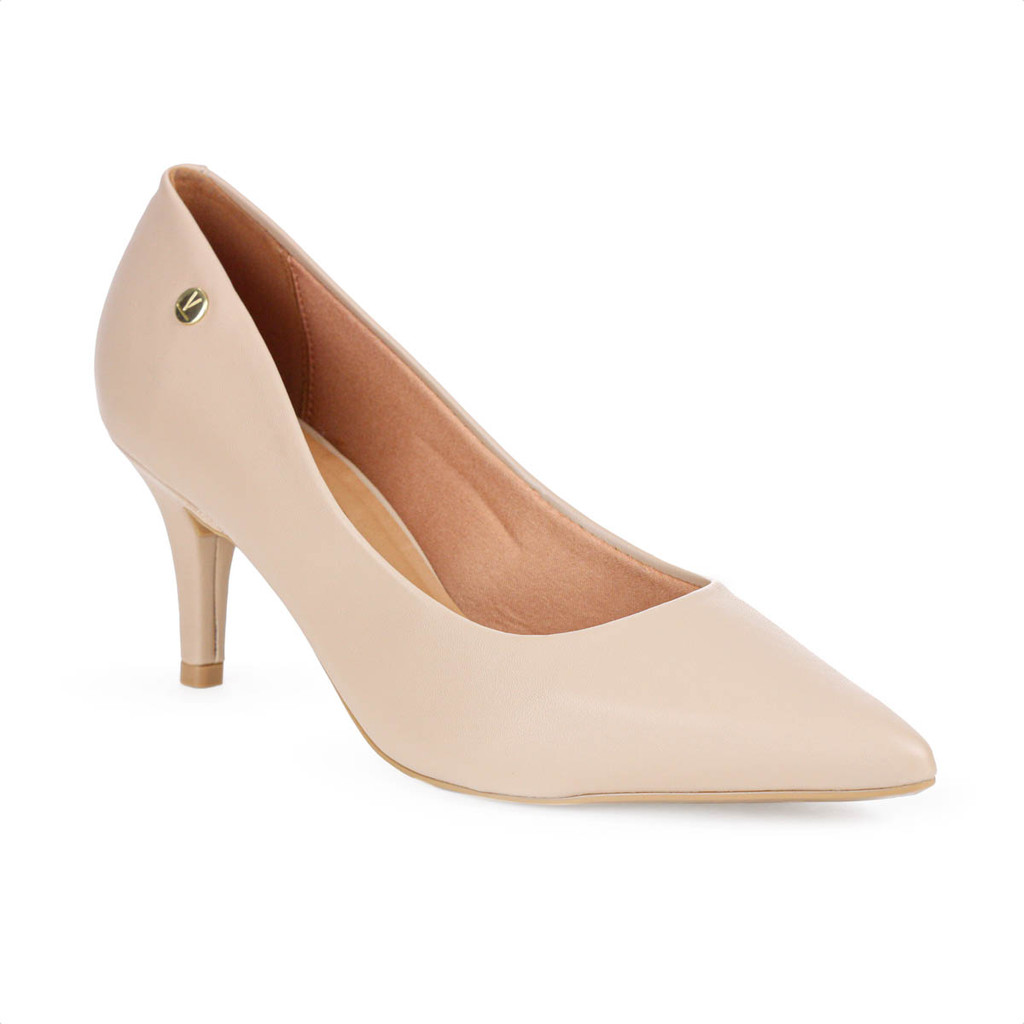 Scarpin Vizzano Pelica Salto Médio Fino Bege - Feminino