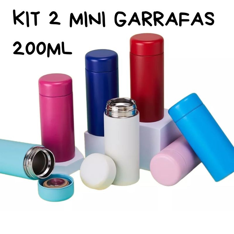 Kit 2 Mini Garrafinha Térmica 200ml Escola Lancheira Trabalho Garrafinha em Oferta na Shopee
