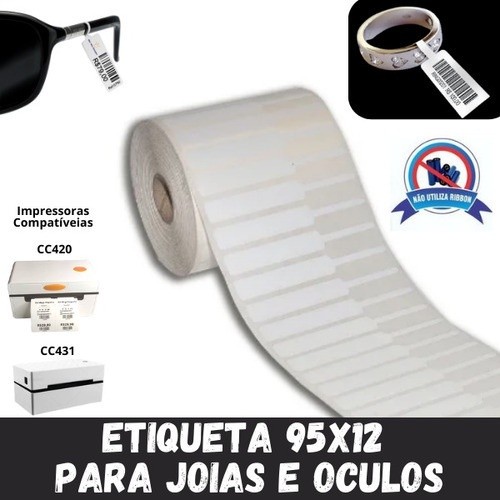 Etiqueta Jóias 95x12mm Alça Esquerda Térmica - Rolo C/ 2100 em Oferta na Shopee