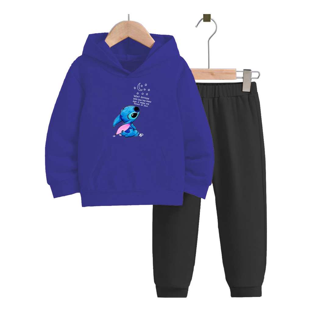 Kit Conjunto Infantil Blusa E Calça Flanelado Lilo Sticth Quentinho Flanelado