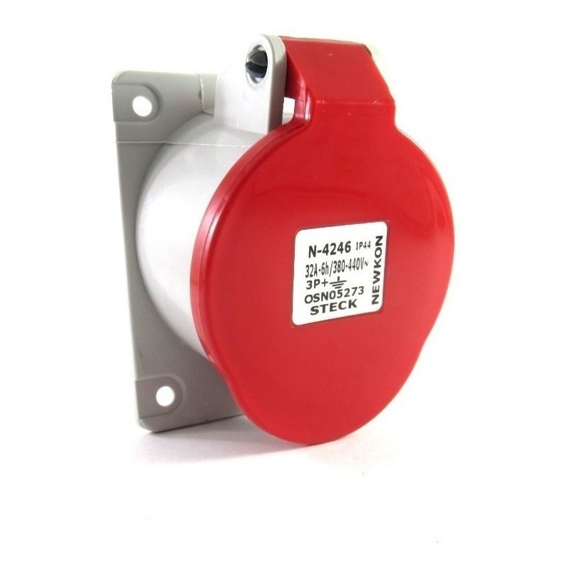 Tomada Embutir 3P+T 32A 380/440V 6h Vermelha N-4246 Steck