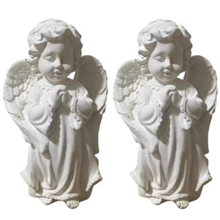 Kit 2 Anjo Da Guarda Rezando 20cm Gesso Cru em Oferta na Shopee