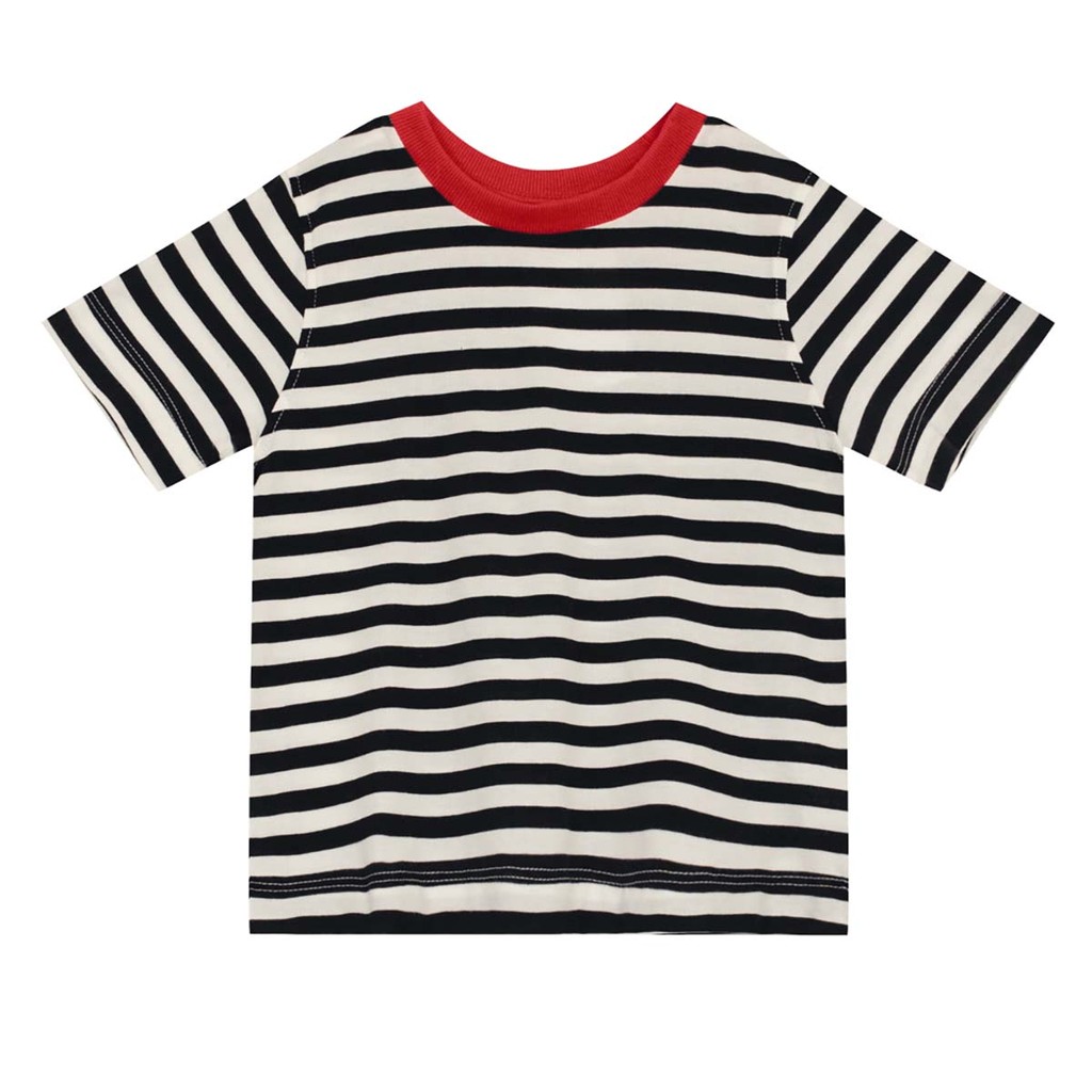 Camiseta infantil unissex listrada collab Essendi e Brandili Preto - Baby & Kids Fashion