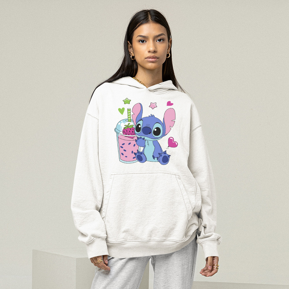 Moletom Feminino Desenho Lilo & Stitch Blusa De Frio Desenho Filme Casaco Flanelado Felpado Algodão