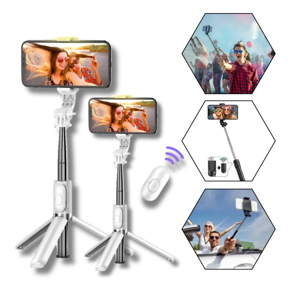Bastão Tripé Pau De Selfie Celular Led Controle 3 Em 1- 60 CM OU 140CM