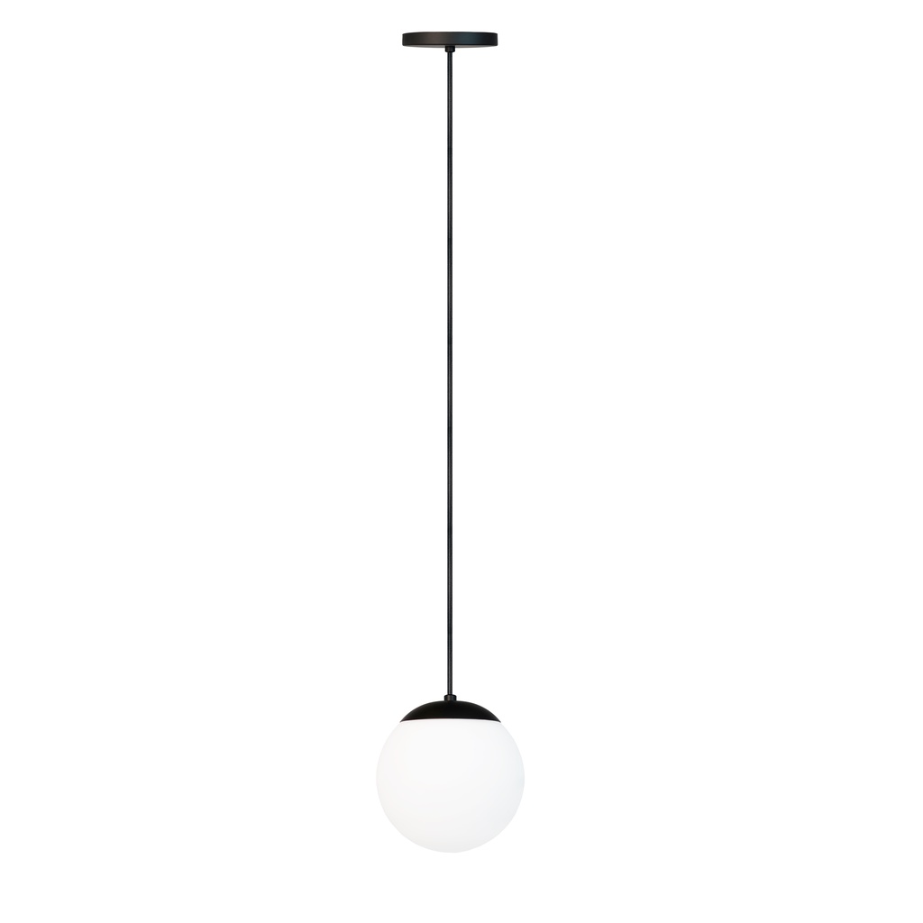 LUSTRE PENDENTE GLOBO BOLA VIDRO LED JABUTICABA STUTTGART PRETO FOSCO - BRANCO QUENTE
