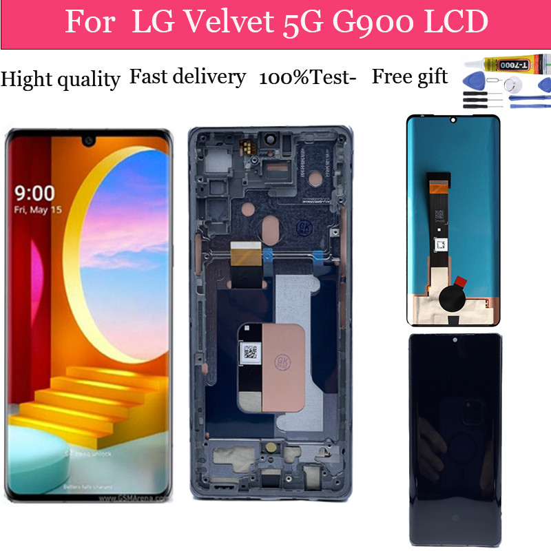 Para LG Velvet 5G G900 LM-G900N Display LCD G900N Substituição do Conjunto do Digitalizador da Tela de Toque Moldura G9