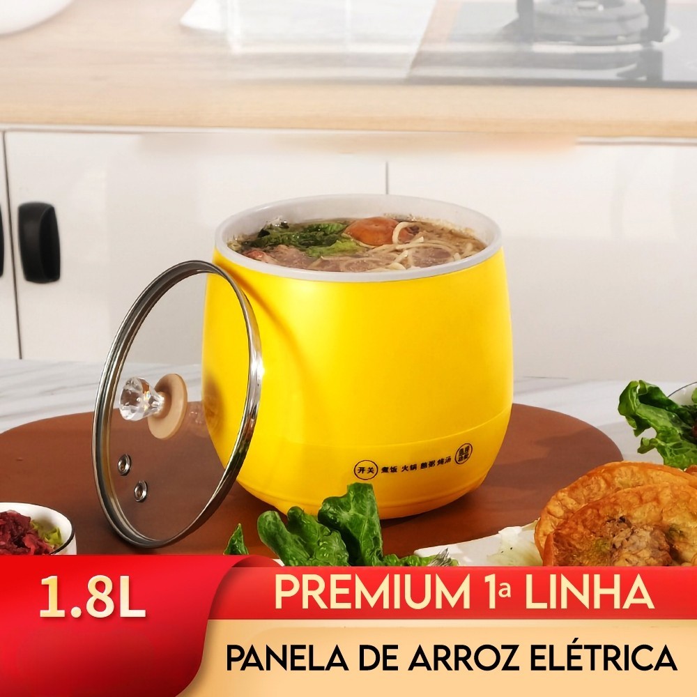 Mini Panela De Arroz Elétrica Cerâmica 1,8 Litros 110V / 220V PREMIUM