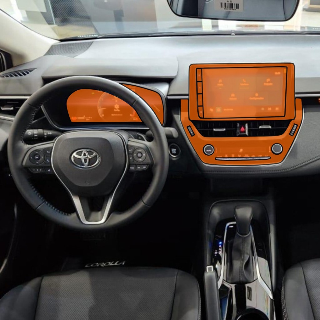 Película PPF Proteção Kit Console Ar Velocímetro Multimídia Toyota Corolla XEI 2024 Transparente TPU Anti Risco