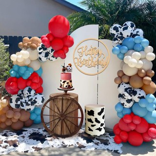 158 PCS Vermelho Azul Vaca Balões Arco Garland Kit Decorações De Festa De Para Chá De Bebê Aniversário Fazenda Tema Ocid em Oferta na Shopee