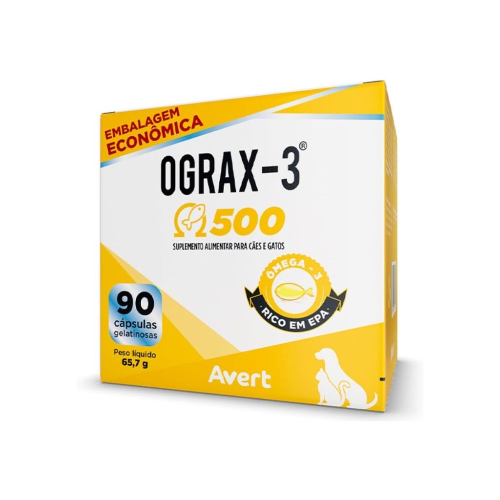 Ograx-3 500 Suplemento Alimentar 90 Cápsulas Omega 3 - Avert