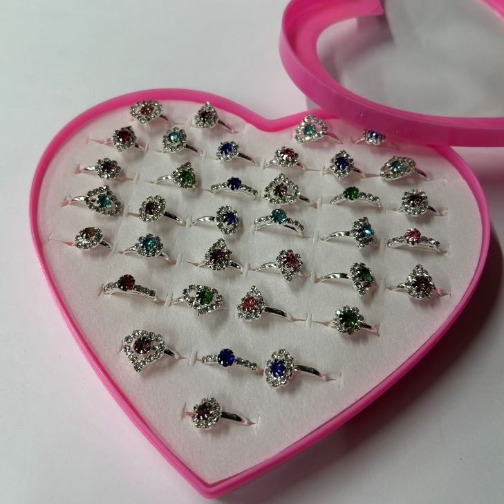 Anéis Infantil Com Strass Menina Princesa Ajustáveis Sortidos