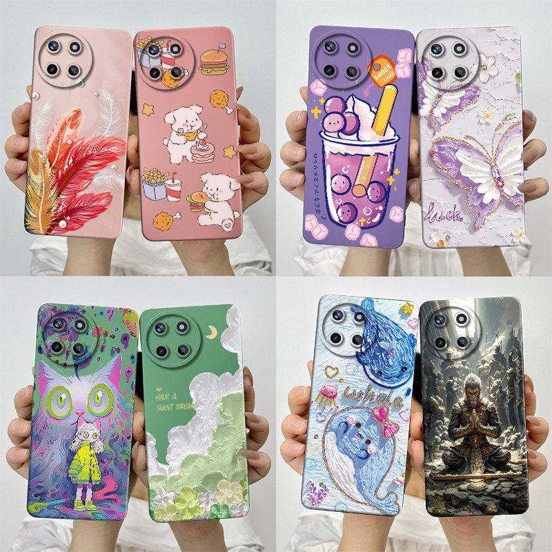 Para OPPO Realme 11 4G Caso De Telefone Realme11 4G RMX3636 Silicone Macio TPU Doce Pintado Embalagem Bonito Dos Desenho