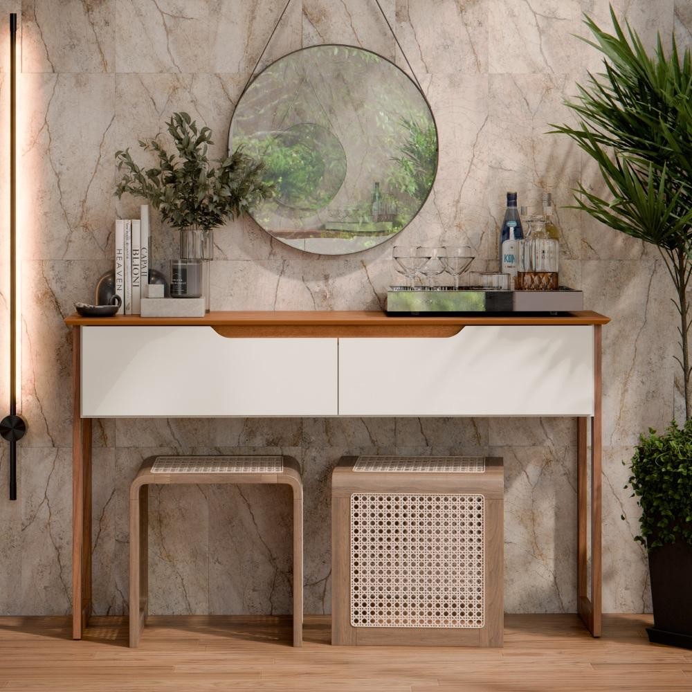 Aparador Eros Flow 2 Portas Para Sala de Jantar Off White/Freijó Lojas Movelove
