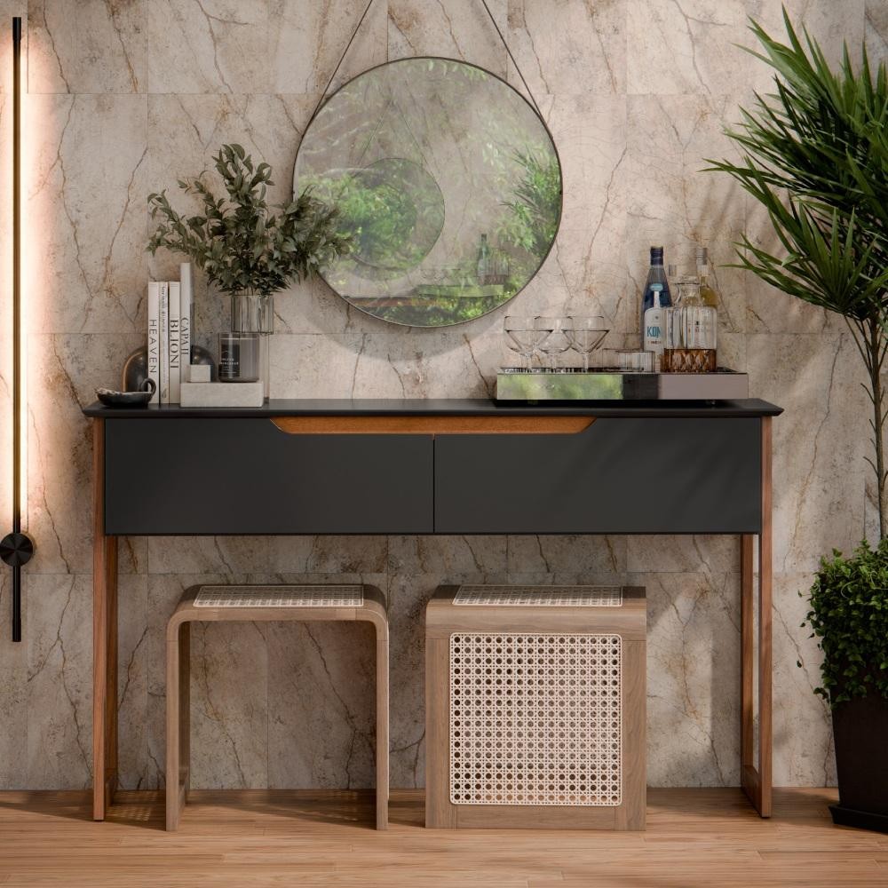 Aparador Eros Flow 2 Portas Para Sala de Jantar Preto/Freijó Lojas Movelove