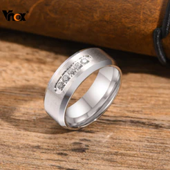 Anel De Prata Com Diamante De Zircônia Vnox Para Homens , Não Manchado De Aço Inoxidável , Presente De Joia Diária Festa