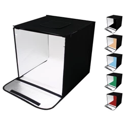 Mini Estúdio Cabine Fotográfico Portátil 60x60cm 2 Barra Led com 6 Fundos