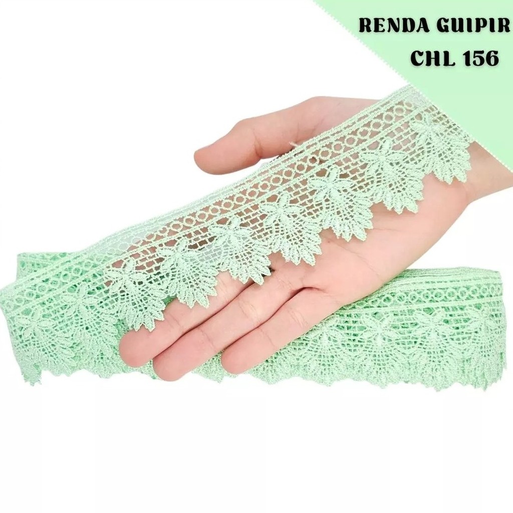 Renda Guipir CHL-156 5.0 Cm -  Rolo C/13.7 Metros Cor:Verde-Bebe