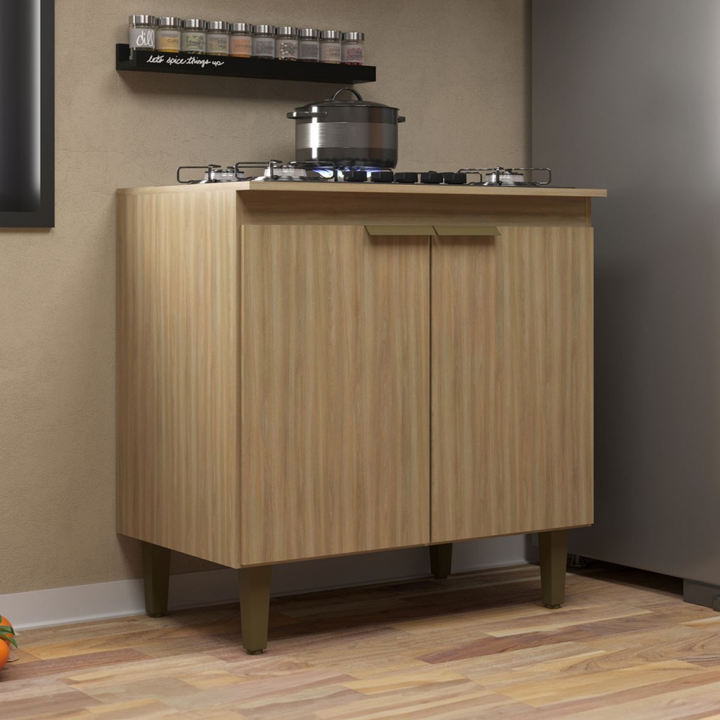 Balcão de Cozinha 80 Cm 2 Portas 1 Prateleira 51712 Dourado - Jcarvalho em Oferta na Shopee