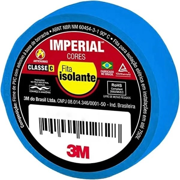 Fita Isolante 3M Imperial 18MM X 20M Azul em Oferta na Shopee