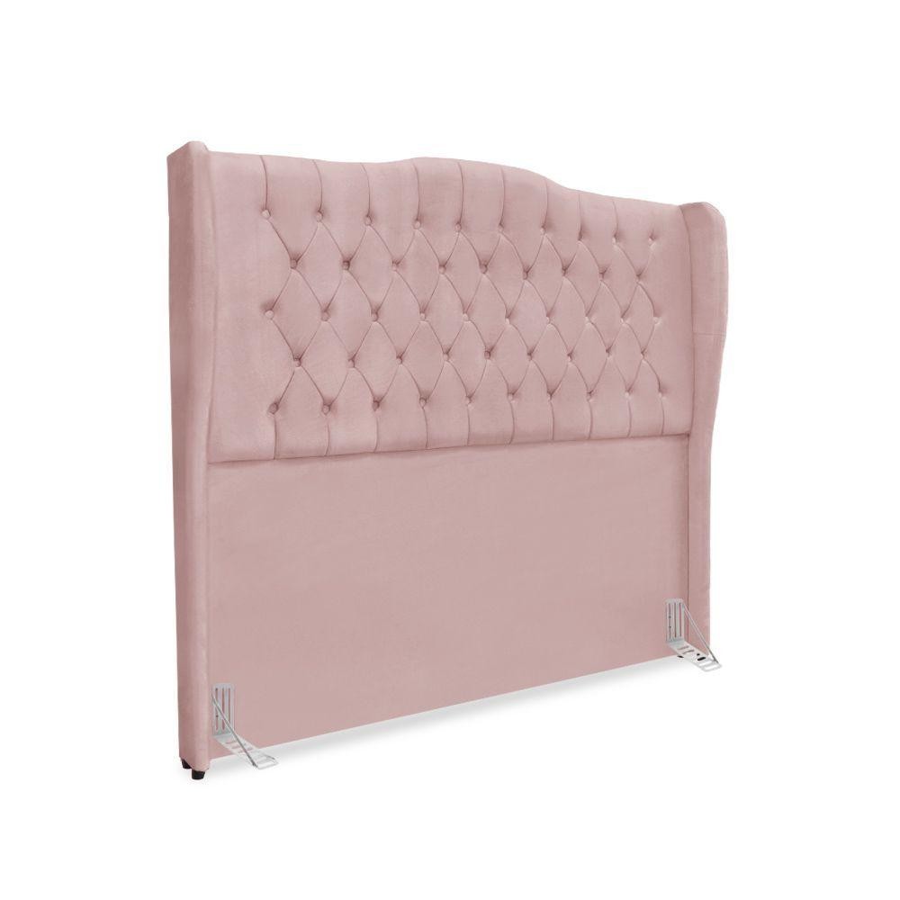 Cabeceira De Cama Box Casal 140 Cm Dubai Premium - Veludo Rose - Home & Living