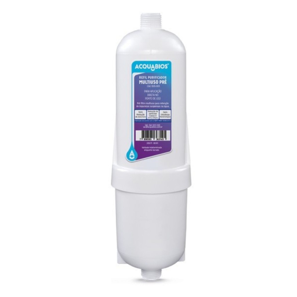 Refil Multiuso PRÉ Acquabios instalados em geladeiras c/ refil purificador externo,bebedouros Coluna