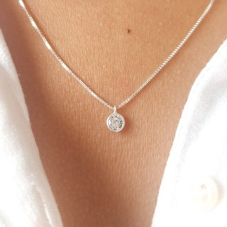 Colar Feminino Ponto de Luz Redondo Prata 925 em Oferta na Shopee