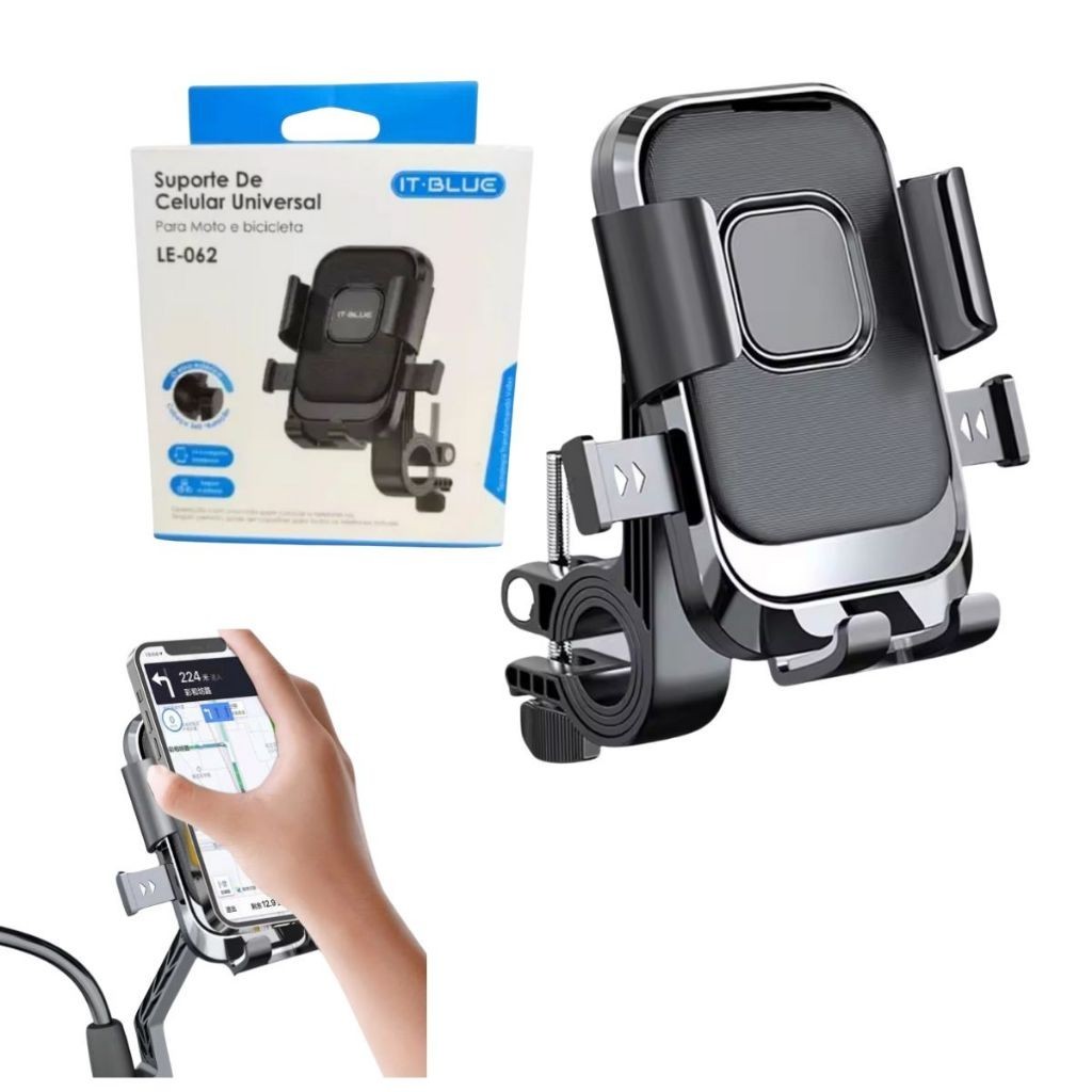 suporte celular GPS moto bike bicicleta guidão universal 360 graus it blue LE062 Motoboy iFood Uber