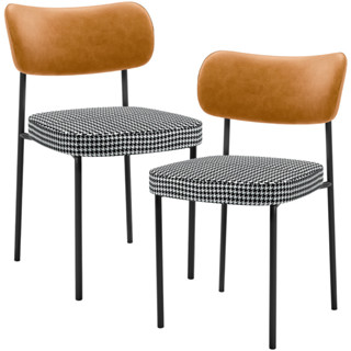 Kit 02 Cadeiras Decorativas Estofada Sala Jantar Melina L02 Couríssimo Whisky Pied Poule - Lyam Decor em Oferta na Shopee