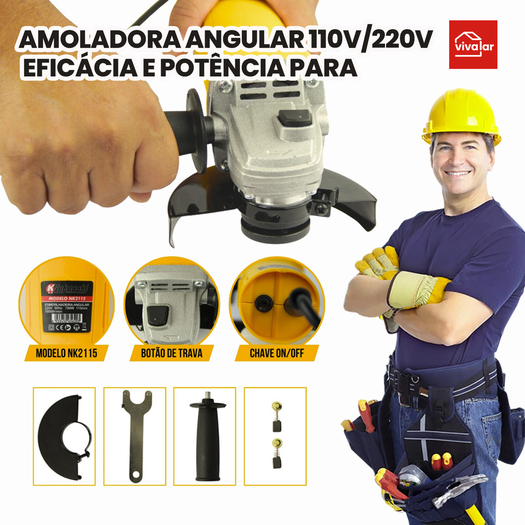 Lixadeira Esmerilhadeira 900W – Cortes e Acabamentos Impecáveis em Oferta na Shopee