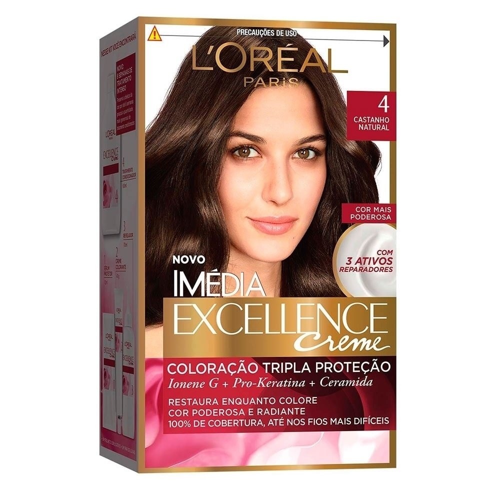 Tintura Imédia Excellence 4 Castanho Natural 47g - Beauty