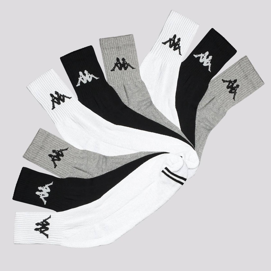 Kit Meia Kappa 9 Pares Cano Médio Branca Cinza e Preta em Oferta na Shopee