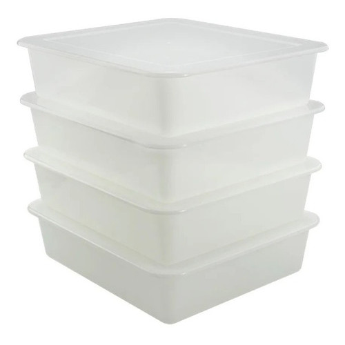 Kit 6 Bandejas Plástico Com Tampa P/ Açougue Cozinha Casa Congelamento Câmara Fria 12 Litros Branca - Home & Living