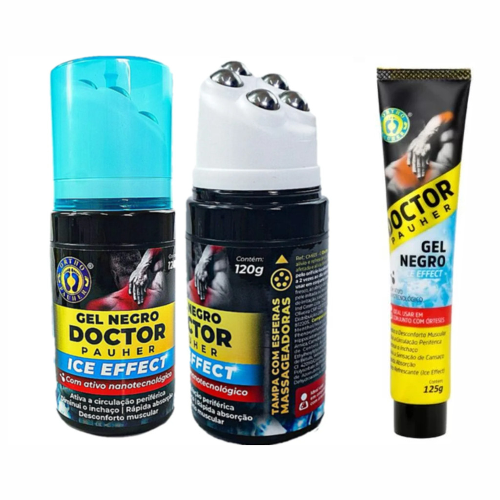 Kit Gel Negro C/ Esferas Massageadoras Ortopédico Alívio Dores Tensão Muscular Ortho Pauher + Refil
