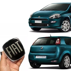 Kit Emblemas Fiat Black Piano Punto 2008/16 Adesivo Resinado