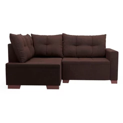 Sofá de Canto 4 Lugares Leme Suede Marrom