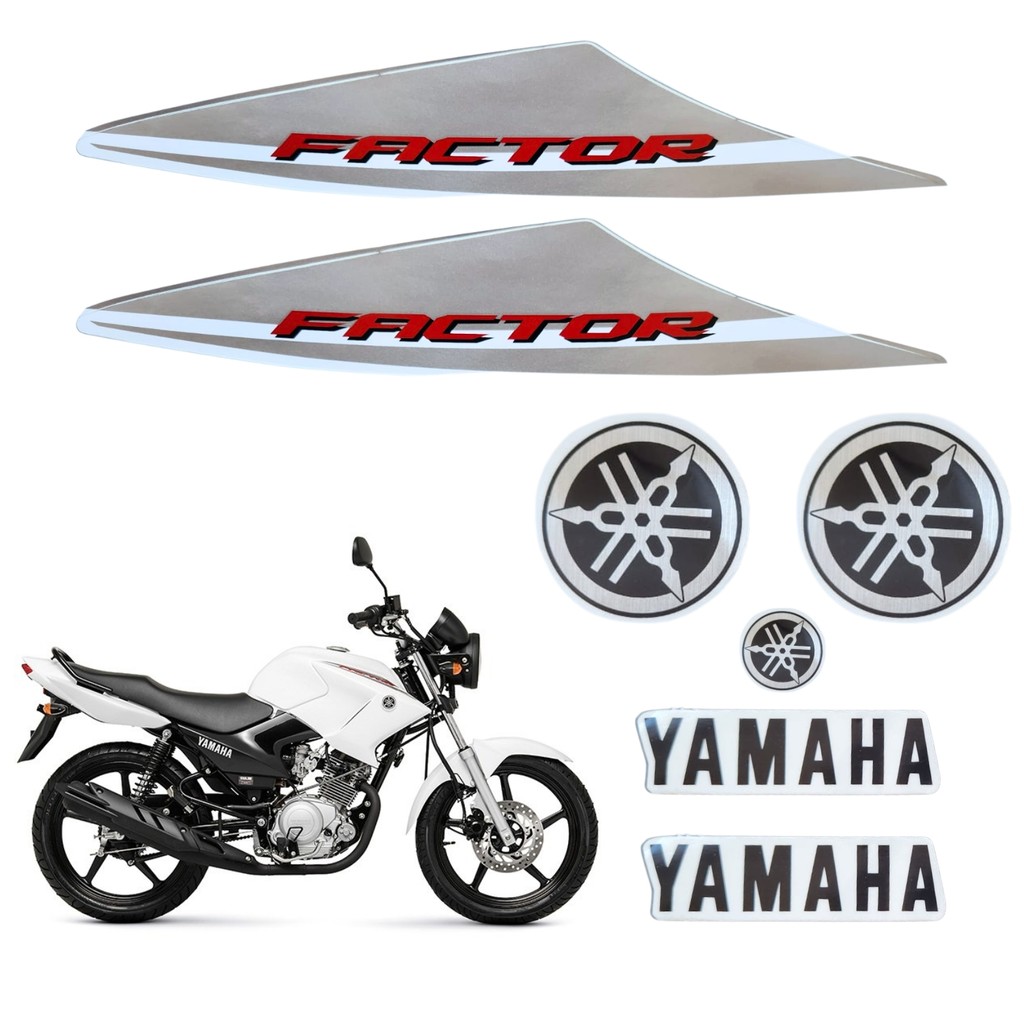 Kit Gráfico Adesivo Completo Ybr Factor 125 2014 Branco