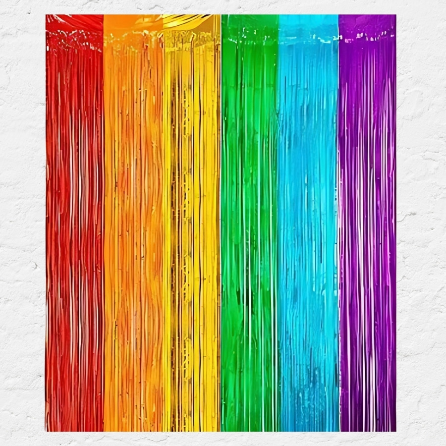 Cortina Decorativa Metalizada Colorida - 2x1m - 1 unidade - Silver Festas - Rizzo