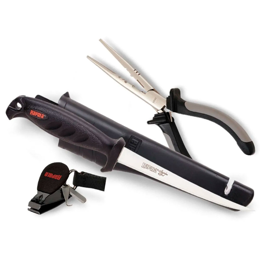 Kit Combo Rapala Alicate Cortador de Linha e Faca Fileteira RTC-6P136C