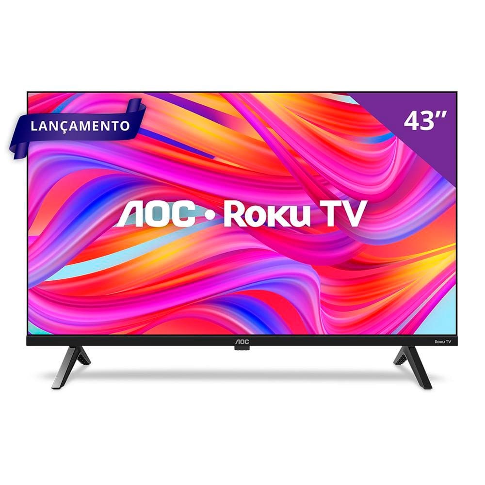 Smart TV 43” Full HD DLED AOC 43S5045/78G com sistema operacional Roku, processador Quad Core - Home Appliances