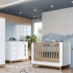 Quarto de Bebê Berço e Cômoda 4 Gavetas Aconchego Henn