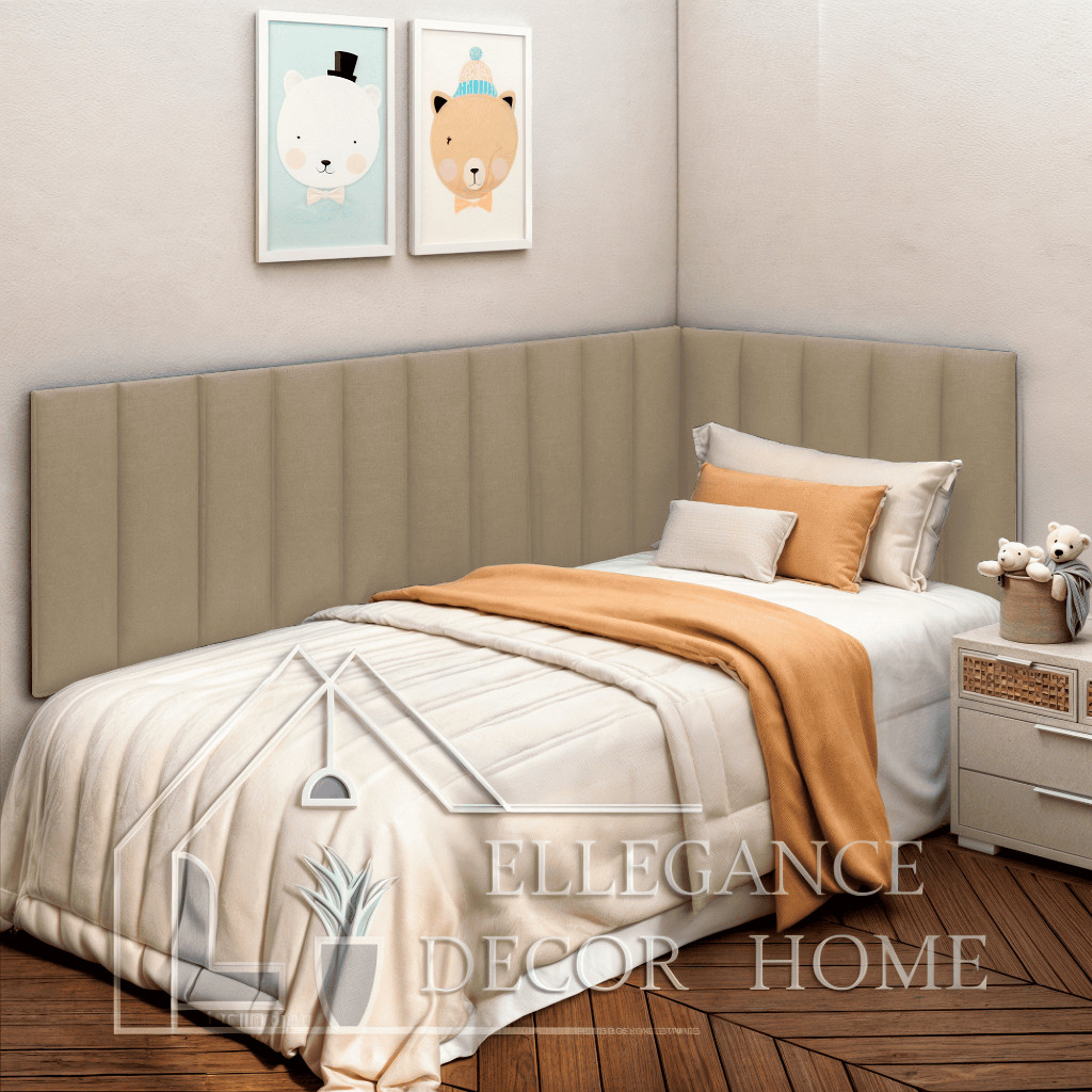 Kit Cabeceira em L Adesiva Estofada Para Cama de Solteiro, Casal, Queen e King - Envio Rápido