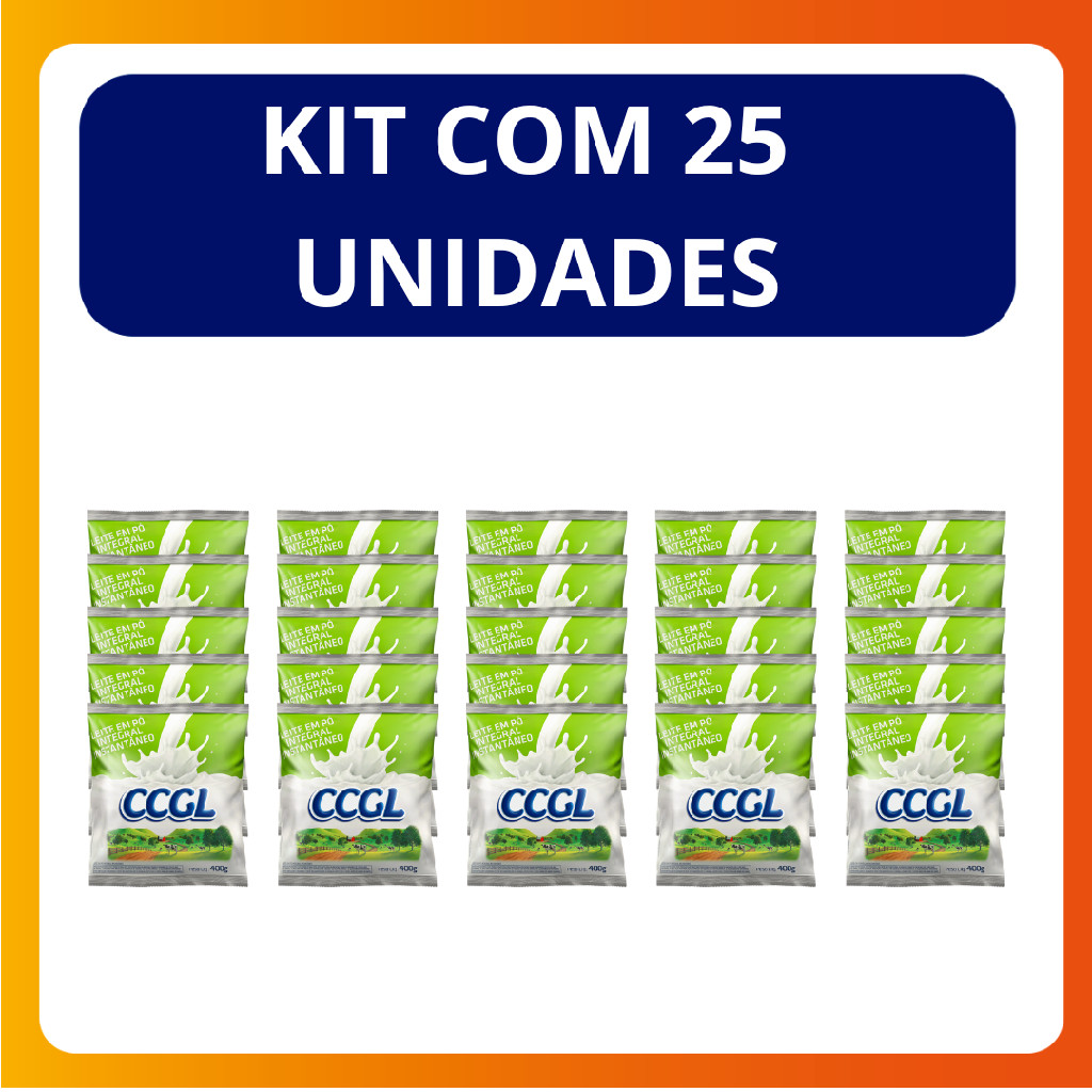 Kit c/25 Unidades Leite Po Integral Ccgl 400g Sache Instantaneo