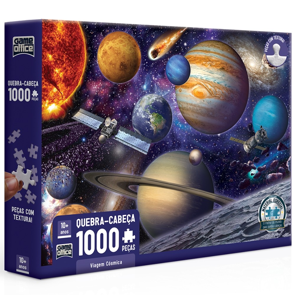 QUEBRA CABEÇA VIAGEM CÓSMICA 1000 PEÇAS TOYSTER PUZZLE SISTEMA SOLAR SOL TERRA PLANETAS SATÉLITE LUA em Oferta na Shopee