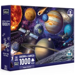 QUEBRA CABEÇA VIAGEM CÓSMICA 1000 PEÇAS TOYSTER PUZZLE SISTEMA SOLAR SOL TERRA PLANETAS SATÉLITE LUA